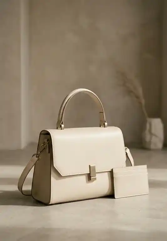 Bolso estructurado cuero vegano en color beige