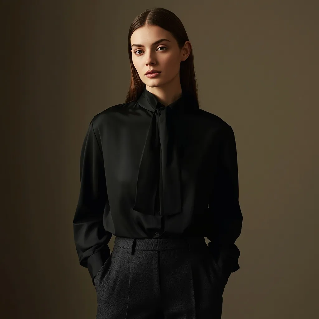Blusa de seda negra de la nueva colección 2026